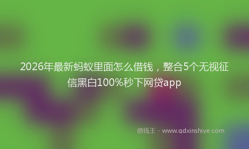 2026年最新蚂蚁里面怎么借钱，整合5个无视征信黑白100%秒下网贷app