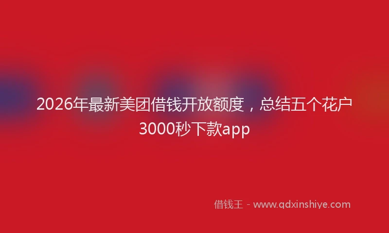 2026年最新美团借钱开放额度，总结五个花户3000秒下款app