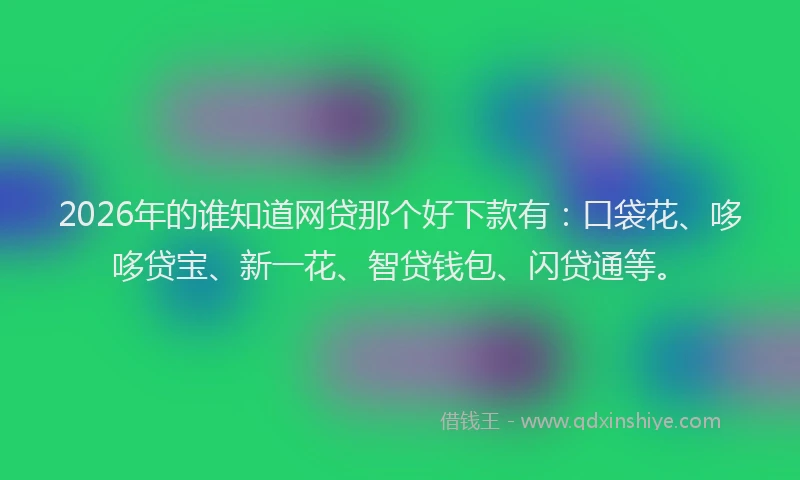 2026年的谁知道网贷那个好下款有：口袋花、哆哆贷宝、新一花、智贷钱包、闪贷通等。