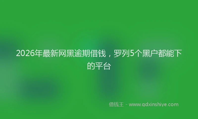 2026年最新网黑逾期借钱，罗列5个黑户都能下的平台