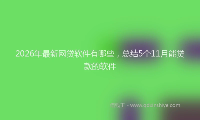2026年最新网贷软件有哪些，总结5个11月能贷款的软件