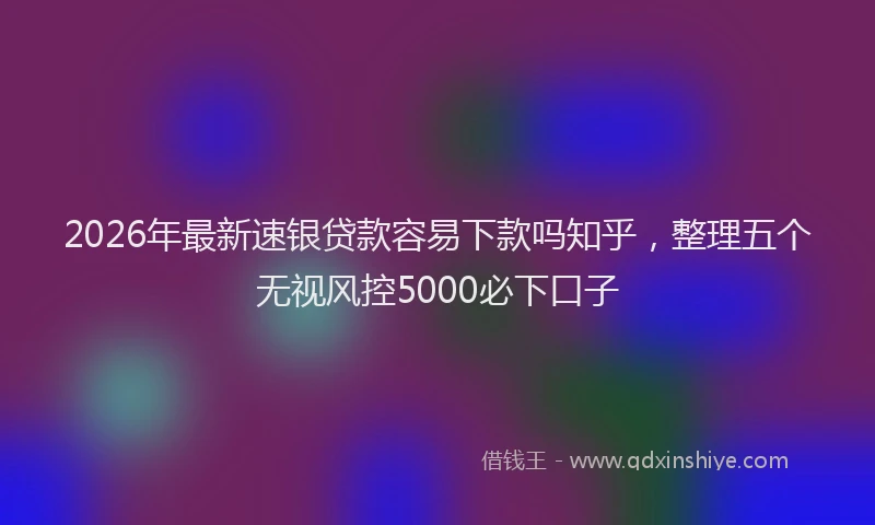 2026年最新速银贷款容易下款吗知乎，整理五个无视风控5000必下口子