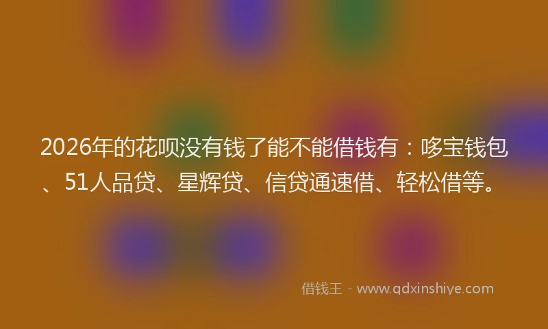 2026年的花呗没有钱了能不能借钱有：哆宝钱包、51人品贷、星辉贷、信贷通速借、轻松借等。