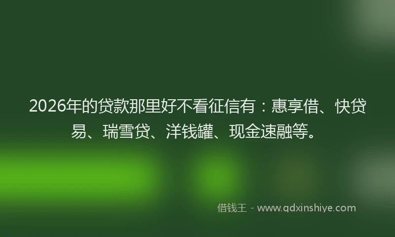 2026年的贷款那里好不看征信有：惠享借、快贷易、瑞雪贷、洋钱罐、现金速融等。