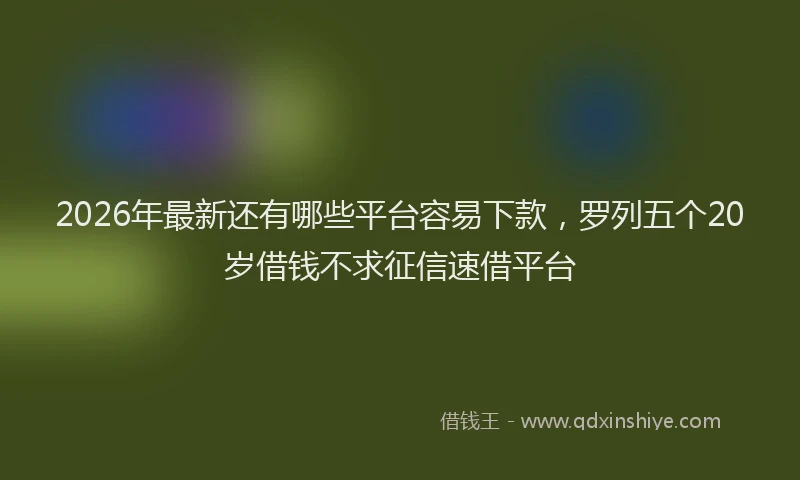 2026年最新还有哪些平台容易下款，罗列五个20岁借钱不求征信速借平台