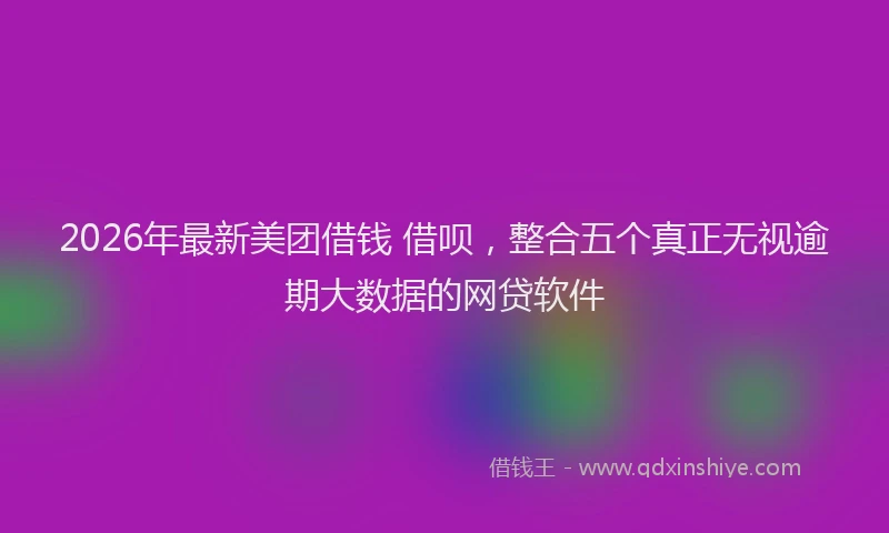 2026年最新美团借钱 借呗，整合五个真正无视逾期大数据的网贷软件