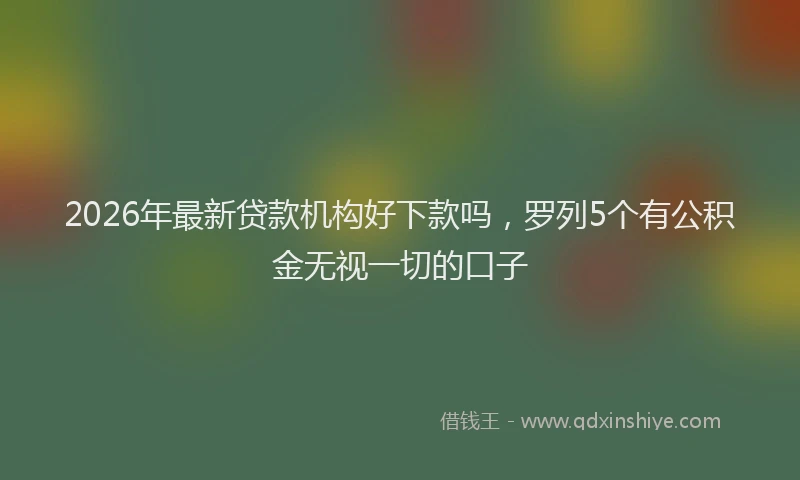 2026年最新贷款机构好下款吗，罗列5个有公积金无视一切的口子