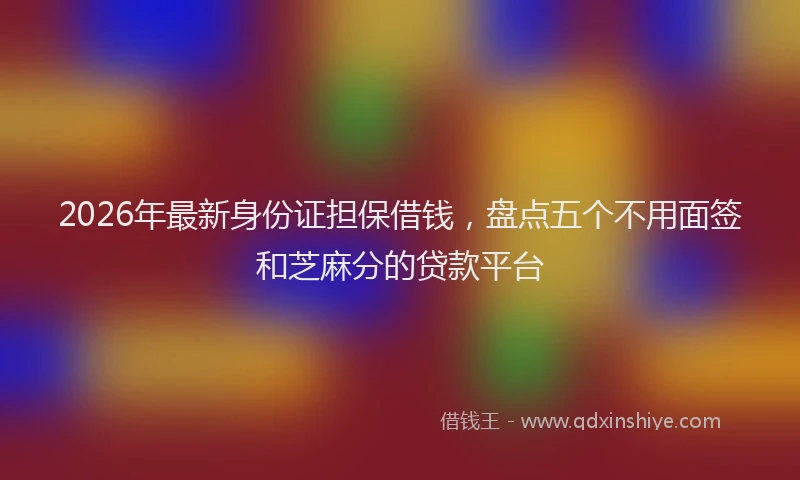 2026年最新身份证担保借钱，盘点五个不用面签和芝麻分的贷款平台