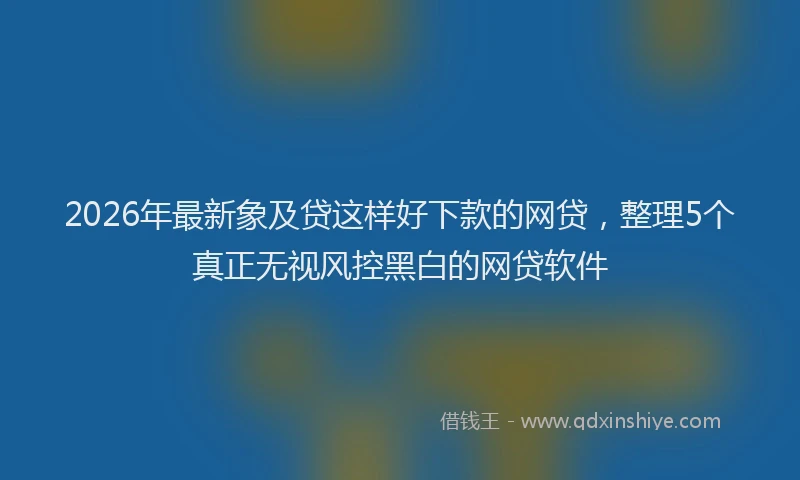 2026年最新象及贷这样好下款的网贷，整理5个真正无视风控黑白的网贷软件