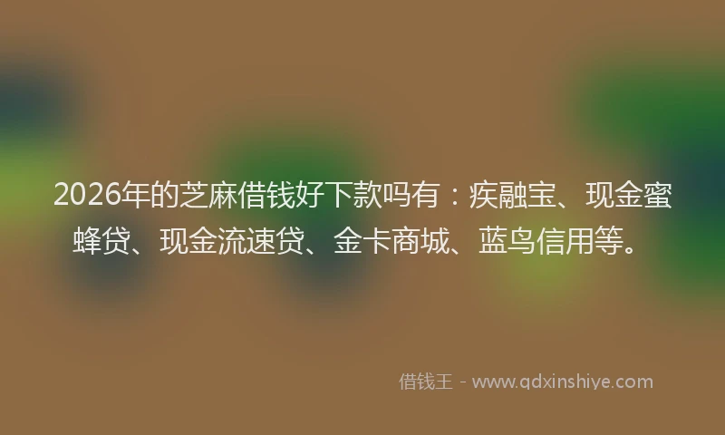 2026年的芝麻借钱好下款吗有：疾融宝、现金蜜蜂贷、现金流速贷、金卡商城、蓝鸟信用等。