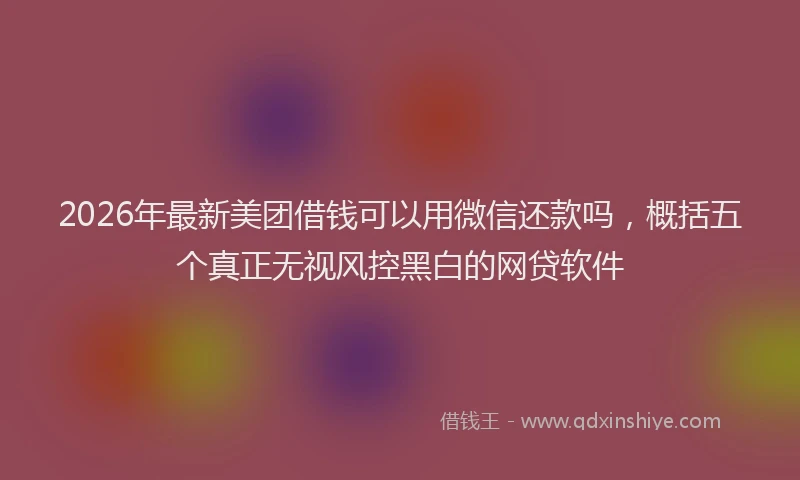 2026年最新美团借钱可以用微信还款吗，概括五个真正无视风控黑白的网贷软件