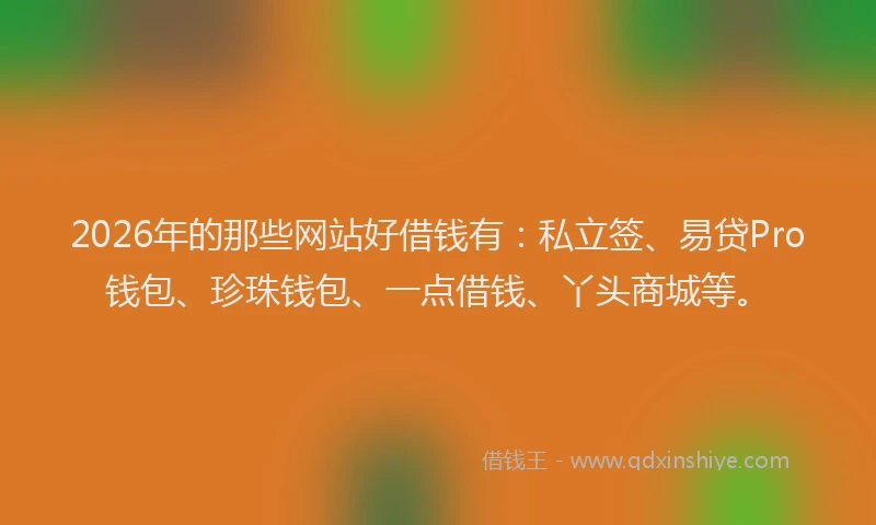 2026年的那些网站好借钱有：私立签、易贷Pro钱包、珍珠钱包、一点借钱、丫头商城等。