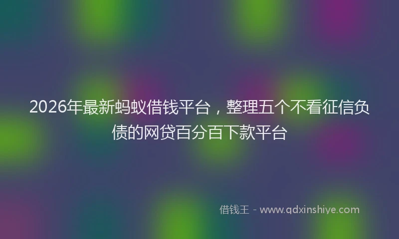 2026年最新蚂蚁借钱平台，整理五个不看征信负债的网贷百分百下款平台