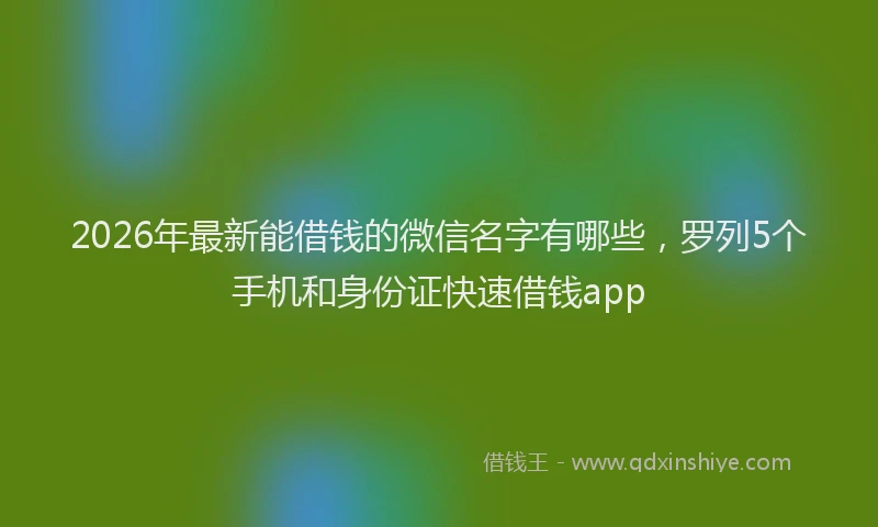 2026年最新能借钱的微信名字有哪些，罗列5个手机和身份证快速借钱app