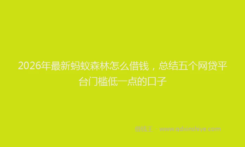 2026年最新蚂蚁森林怎么借钱，总结五个网贷平台门槛低一点的口子