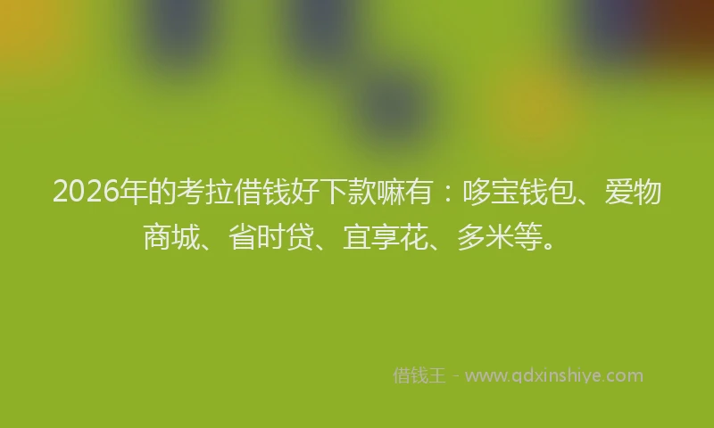 2026年的考拉借钱好下款嘛有：哆宝钱包、爱物商城、省时贷、宜享花、多米等。
