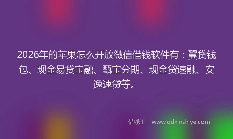 2026年的苹果怎么开放微信借钱软件有：翼贷钱包、现金易贷宝融、甄宝分期、现金贷速融、安逸速贷等。