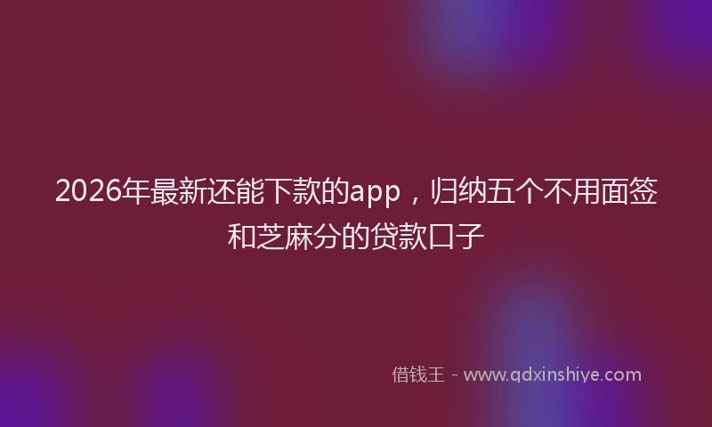 2026年最新还能下款的app，归纳五个不用面签和芝麻分的贷款口子