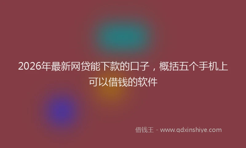 2026年最新网贷能下款的口子，概括五个手机上可以借钱的软件