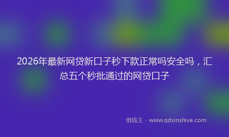 2026年最新网贷新口子秒下款正常吗安全吗，汇总五个秒批通过的网贷口子