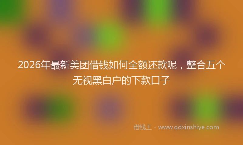 2026年最新美团借钱如何全额还款呢，整合五个无视黑白户的下款口子