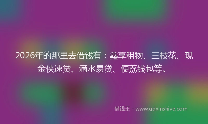 2026年的那里去借钱有：鑫享租物、三枝花、现金侠速贷、滴水易贷、便荔钱包等。