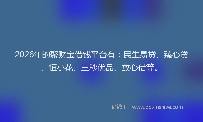 2026年的聚财宝借钱平台有：民生易贷、臻心贷、恒小花、三秒优品、放心借等。