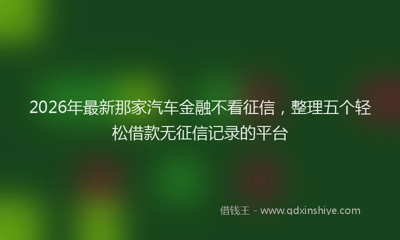 2026年最新那家汽车金融不看征信，整理五个轻松借款无征信记录的平台