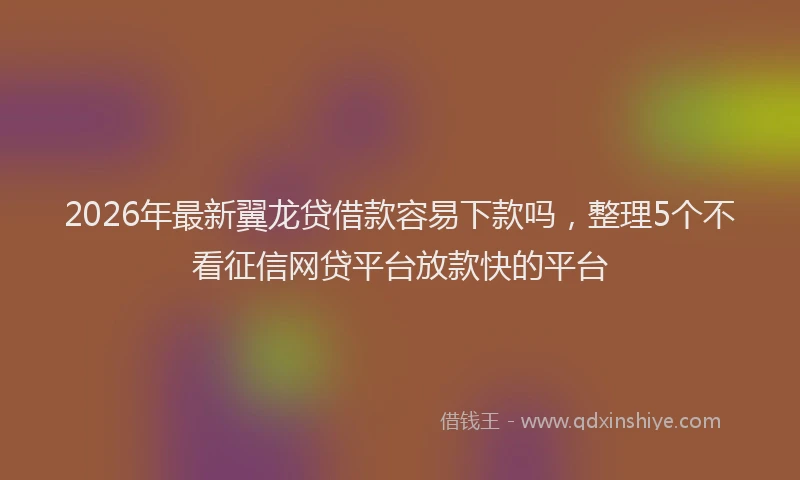 2026年最新翼龙贷借款容易下款吗，整理5个不看征信网贷平台放款快的平台