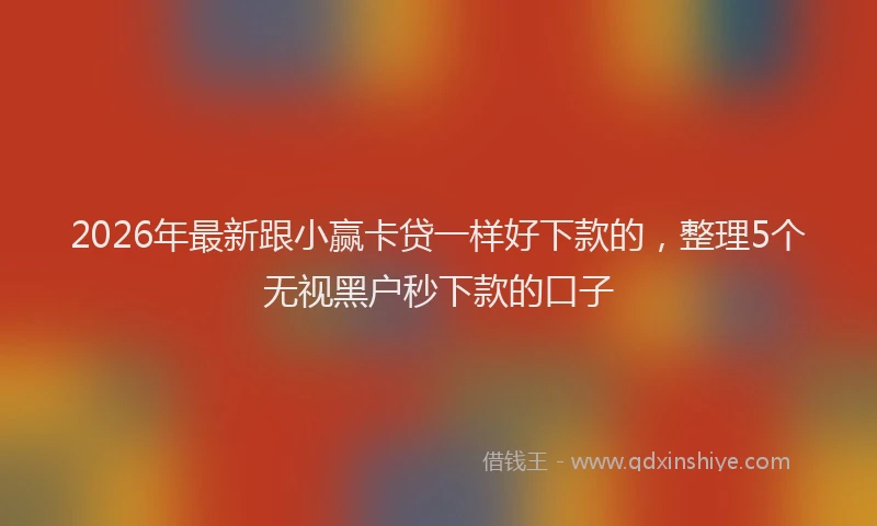 2026年最新跟小赢卡贷一样好下款的，整理5个无视黑户秒下款的口子