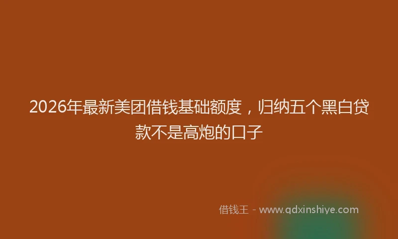 2026年最新美团借钱基础额度，归纳五个黑白贷款不是高炮的口子