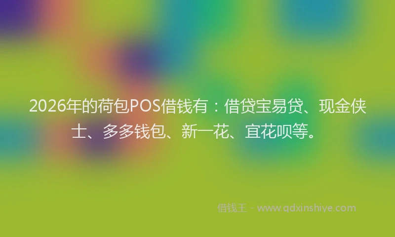 2026年的荷包POS借钱有：借贷宝易贷、现金侠士、多多钱包、新一花、宜花呗等。