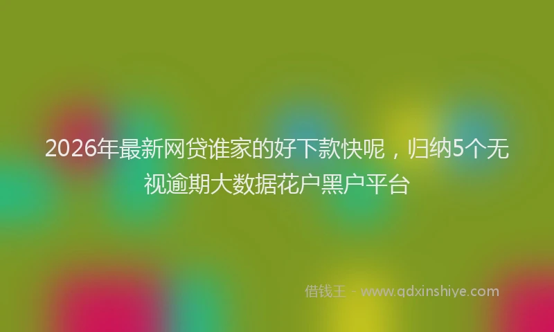 2026年最新网贷谁家的好下款快呢，归纳5个无视逾期大数据花户黑户平台