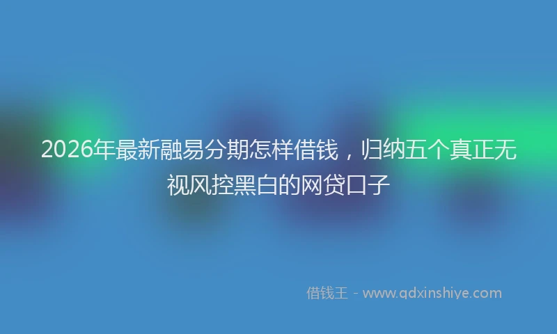 2026年最新融易分期怎样借钱，归纳五个真正无视风控黑白的网贷口子