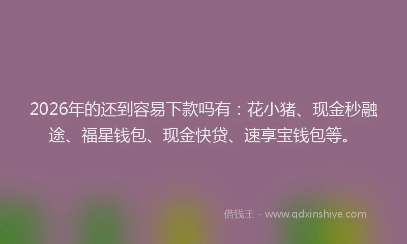 2026年的还到容易下款吗有：花小猪、现金秒融途、福星钱包、现金快贷、速享宝钱包等。