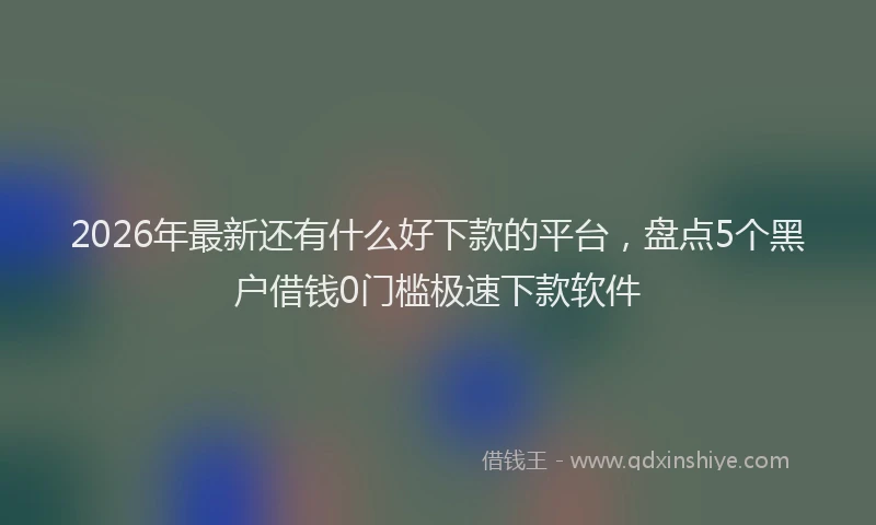 2026年最新还有什么好下款的平台，盘点5个黑户借钱0门槛极速下款软件
