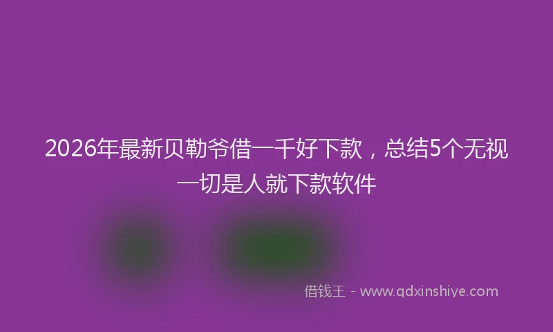 2026年最新贝勒爷借一千好下款，总结5个无视一切是人就下款软件