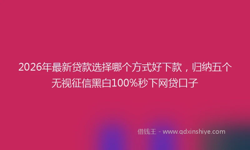 2026年最新贷款选择哪个方式好下款，归纳五个无视征信黑白100%秒下网贷口子