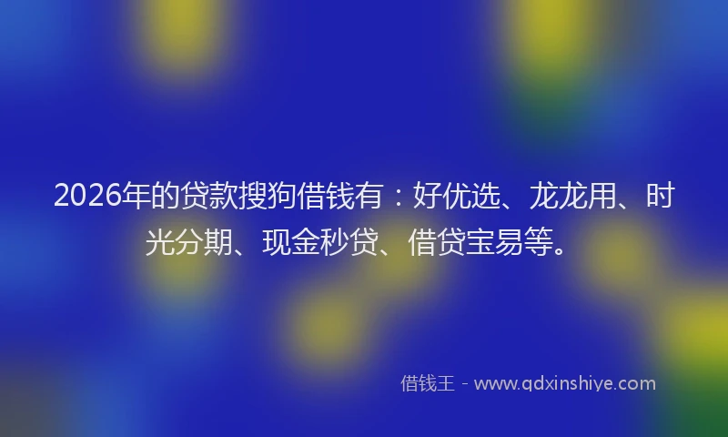 2026年的贷款搜狗借钱有：好优选、龙龙用、时光分期、现金秒贷、借贷宝易等。
