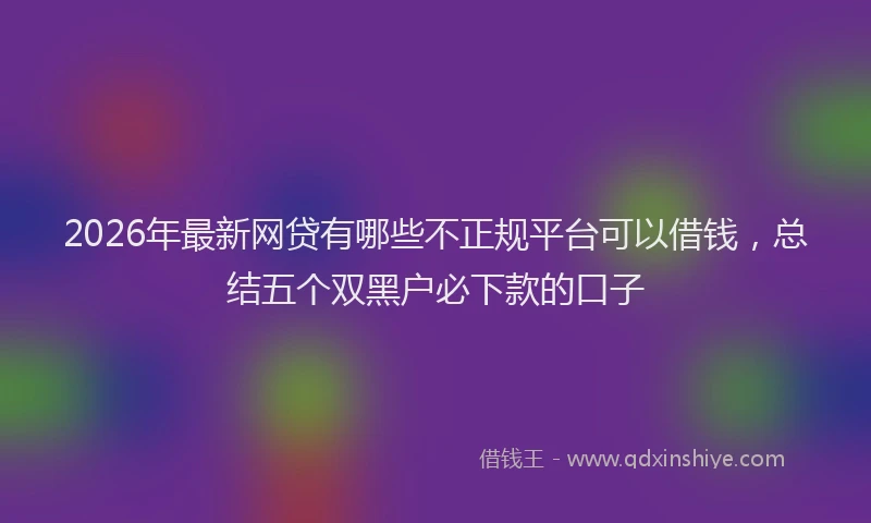 2026年最新网贷有哪些不正规平台可以借钱，总结五个双黑户必下款的口子