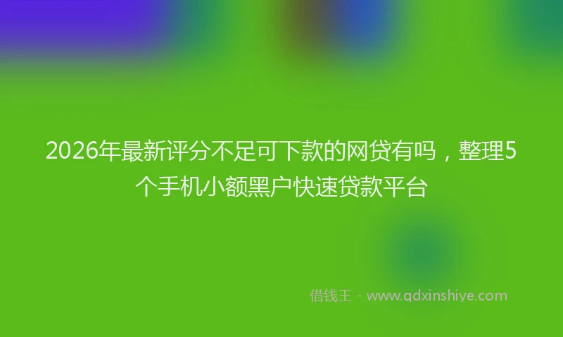 2026年最新评分不足可下款的网贷有吗，整理5个手机小额黑户快速贷款平台
