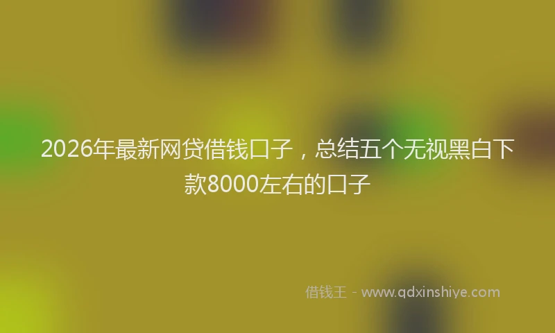 2026年最新网贷借钱口子，总结五个无视黑白下款8000左右的口子