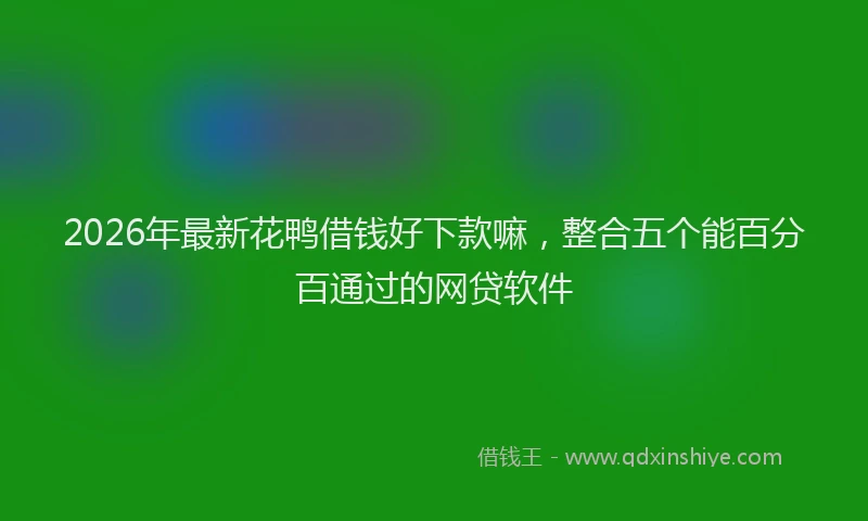 2026年最新花鸭借钱好下款嘛，整合五个能百分百通过的网贷软件