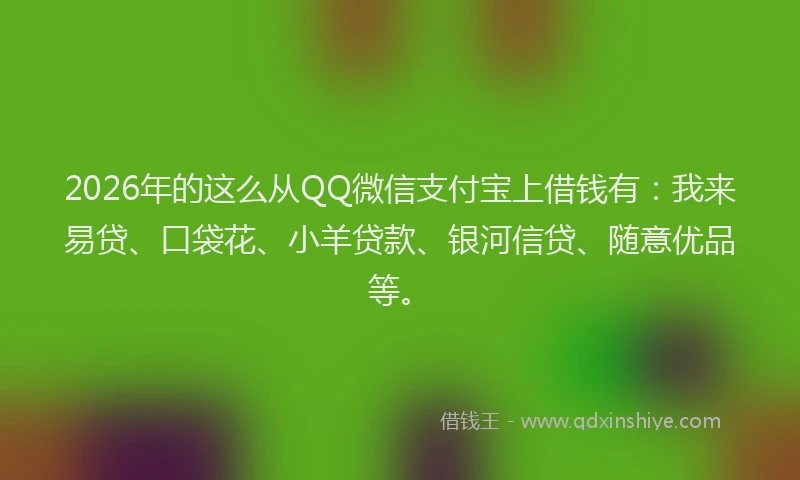 2026年的这么从QQ微信支付宝上借钱有：我来易贷、口袋花、小羊贷款、银河信贷、随意优品等。