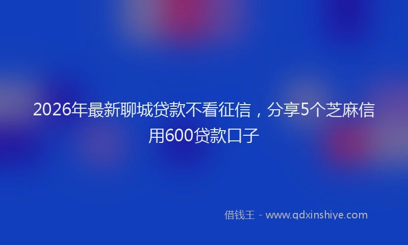 2026年最新聊城贷款不看征信，分享5个芝麻信用600贷款口子