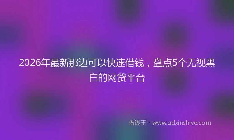 2026年最新那边可以快速借钱，盘点5个无视黑白的网贷平台
