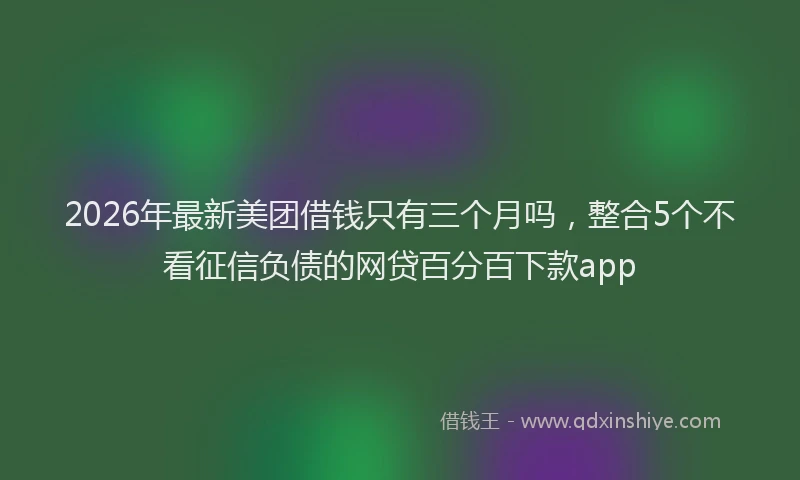 2026年最新美团借钱只有三个月吗，整合5个不看征信负债的网贷百分百下款app