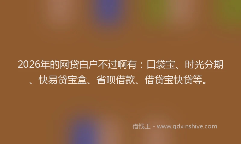 2026年的网贷白户不过啊有：口袋宝、时光分期、快易贷宝盒、省呗借款、借贷宝快贷等。