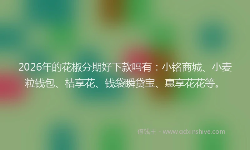 2026年的花椒分期好下款吗有：小铭商城、小麦粒钱包、桔享花、钱袋瞬贷宝、惠享花花等。