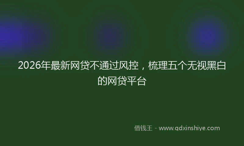 2026年最新网贷不通过风控，梳理五个无视黑白的网贷平台